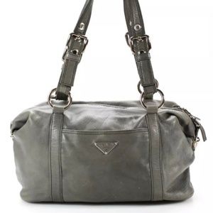 Grey Leather Prada Shoulder Bag